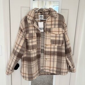 Zara Plaid Jacket - Brown and Cream